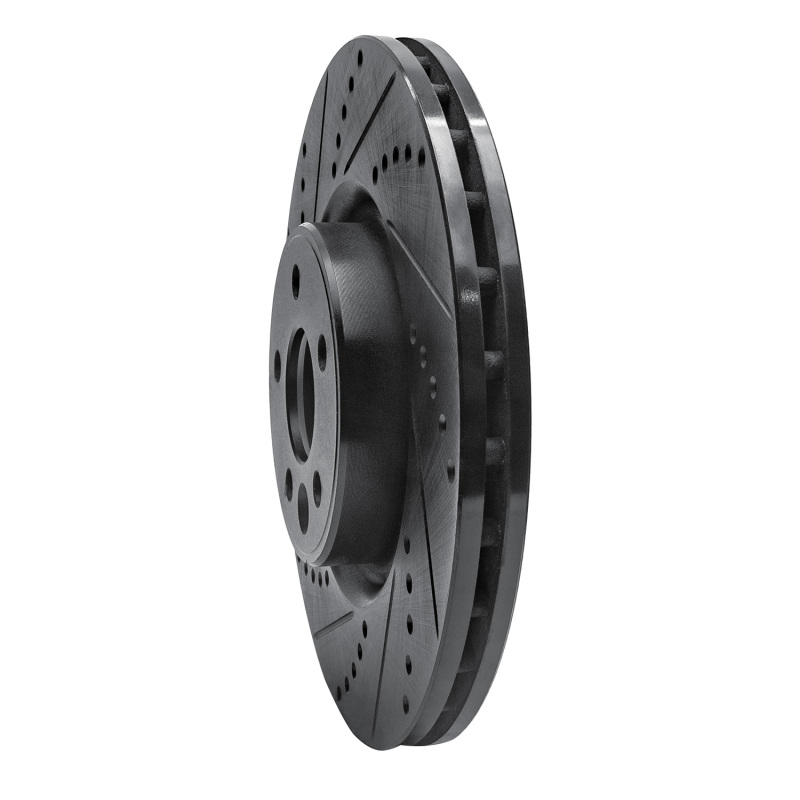 Volvo S80 Brake Rotor (1) - Front Left - R1 Concepts - Drilled & Slotted - Black - `07-`16